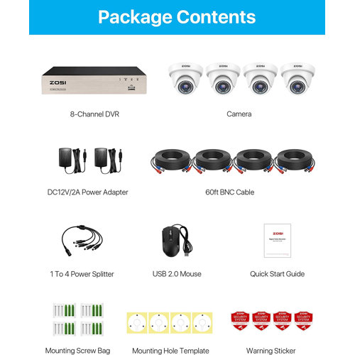 ZOSI Security Cameras System, H.265+ 8 Channel DVR Recorder And 4X1080p